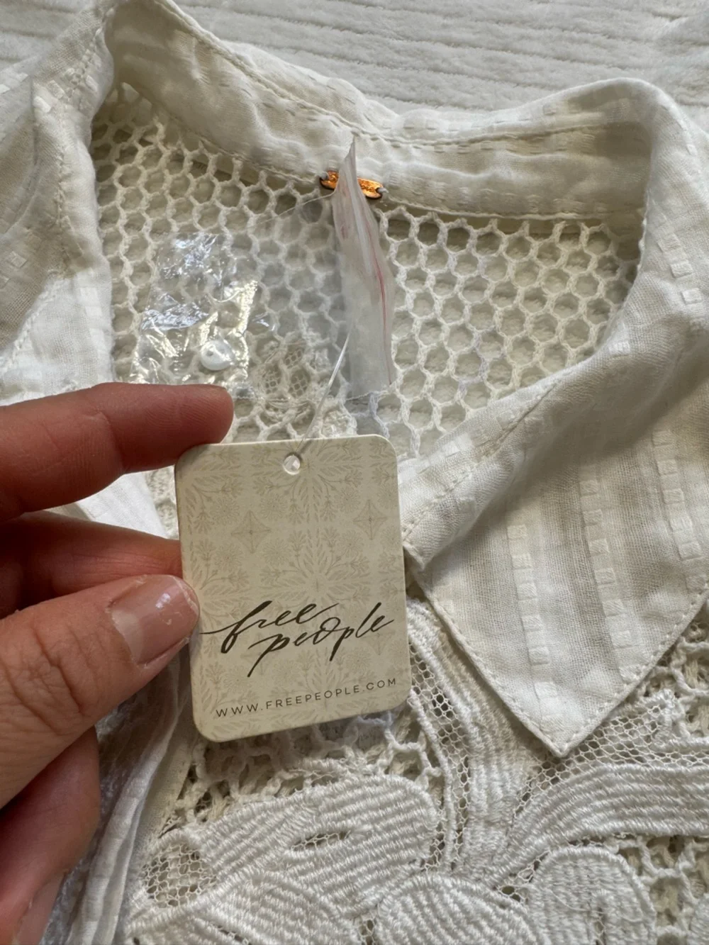 Free People Cream Crochet Pleated Sleeveless Camisole - Picture 6 of 10